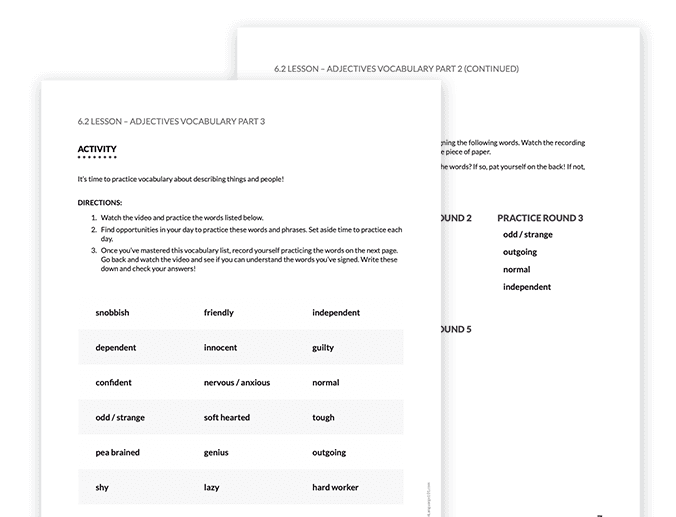 ASL Course Workbooks