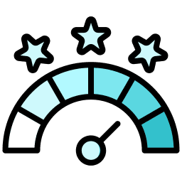 Satisfaction rating scale pointing towards the highest score